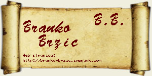Branko Brzić vizit kartica